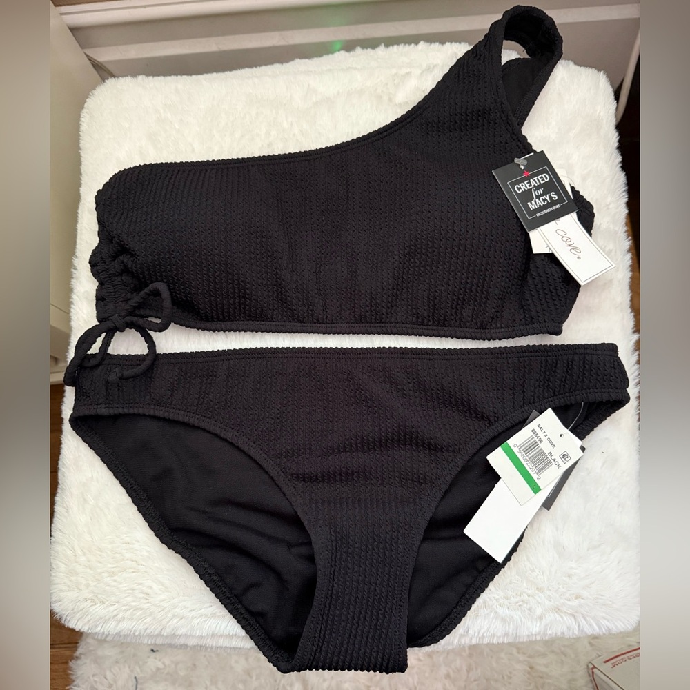 NWT Black Salt and Cove One Shoulder Bikini Sz L
